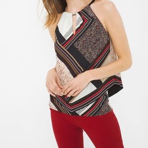 WHBM Sleeveless Layered Geometric Patterned Blouse Top